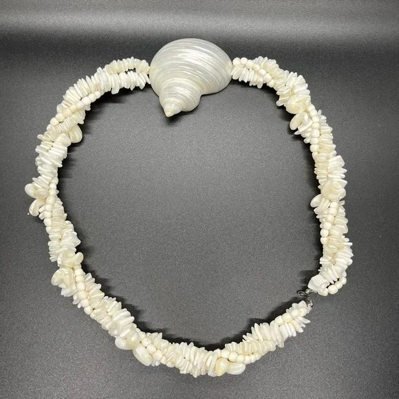 Nautilus Shell Necklace 22" MOP Hawaiian Vintage Surf Hand Made - Picture 5 of 8